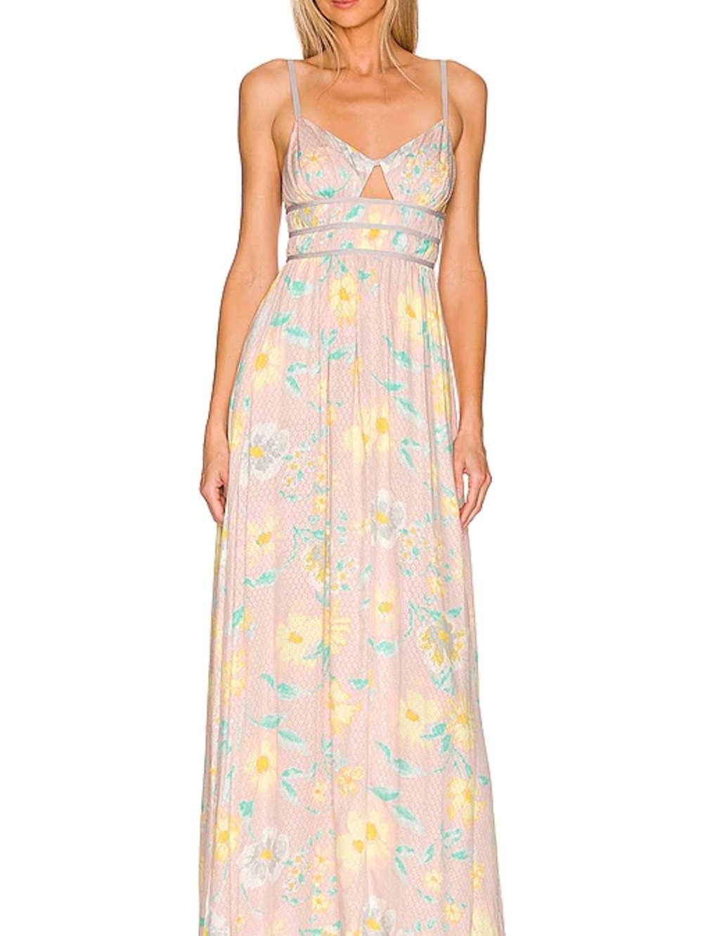 NWT free people Wisteria maxi dress in light combo large